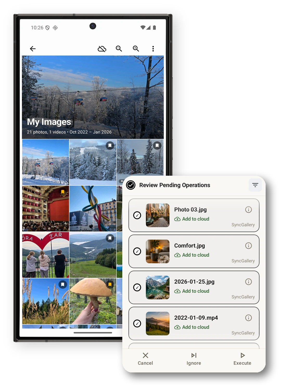 Sync files across device, cloud, and server storage