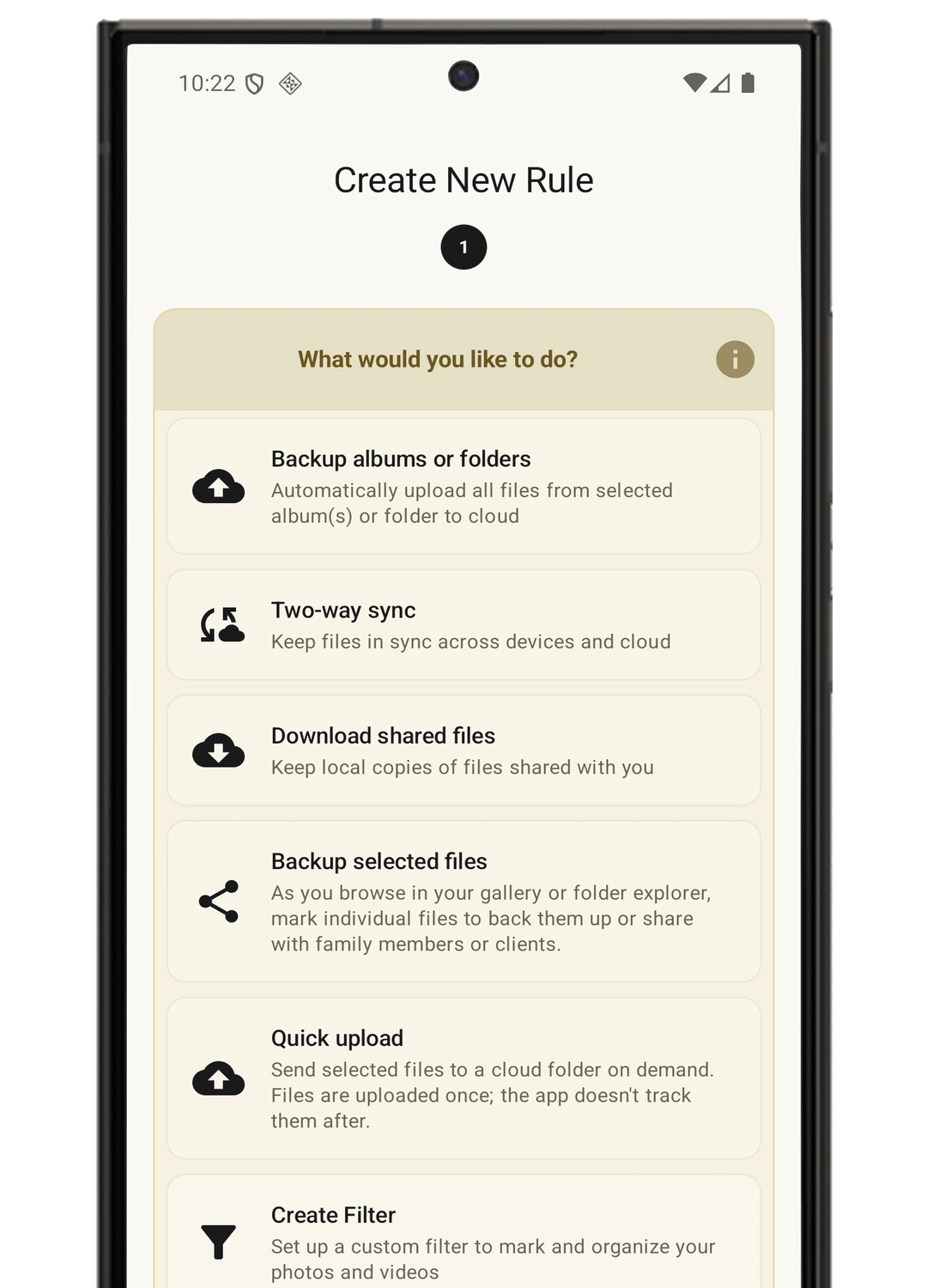 Automatic sync rules and one-time file sending