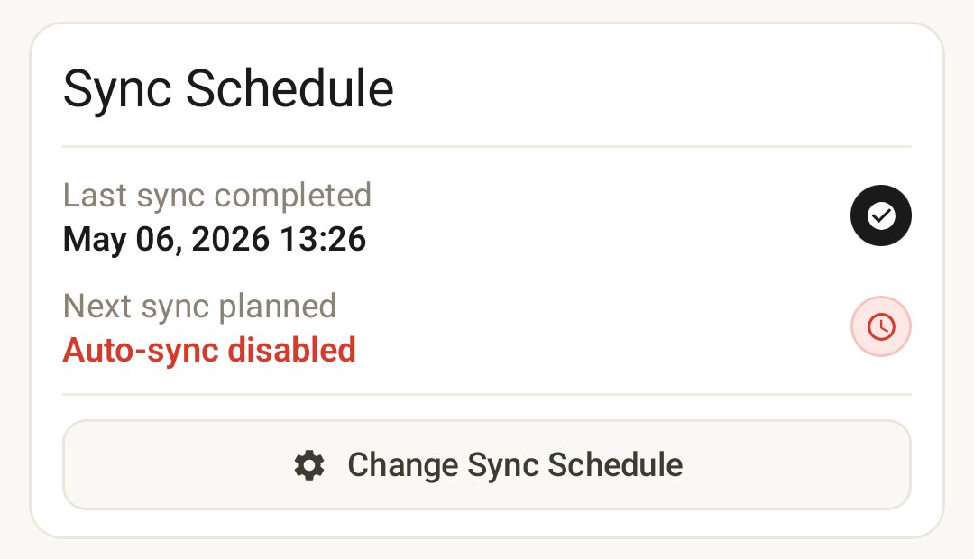 Scheduler status showing automatic sync running in the background