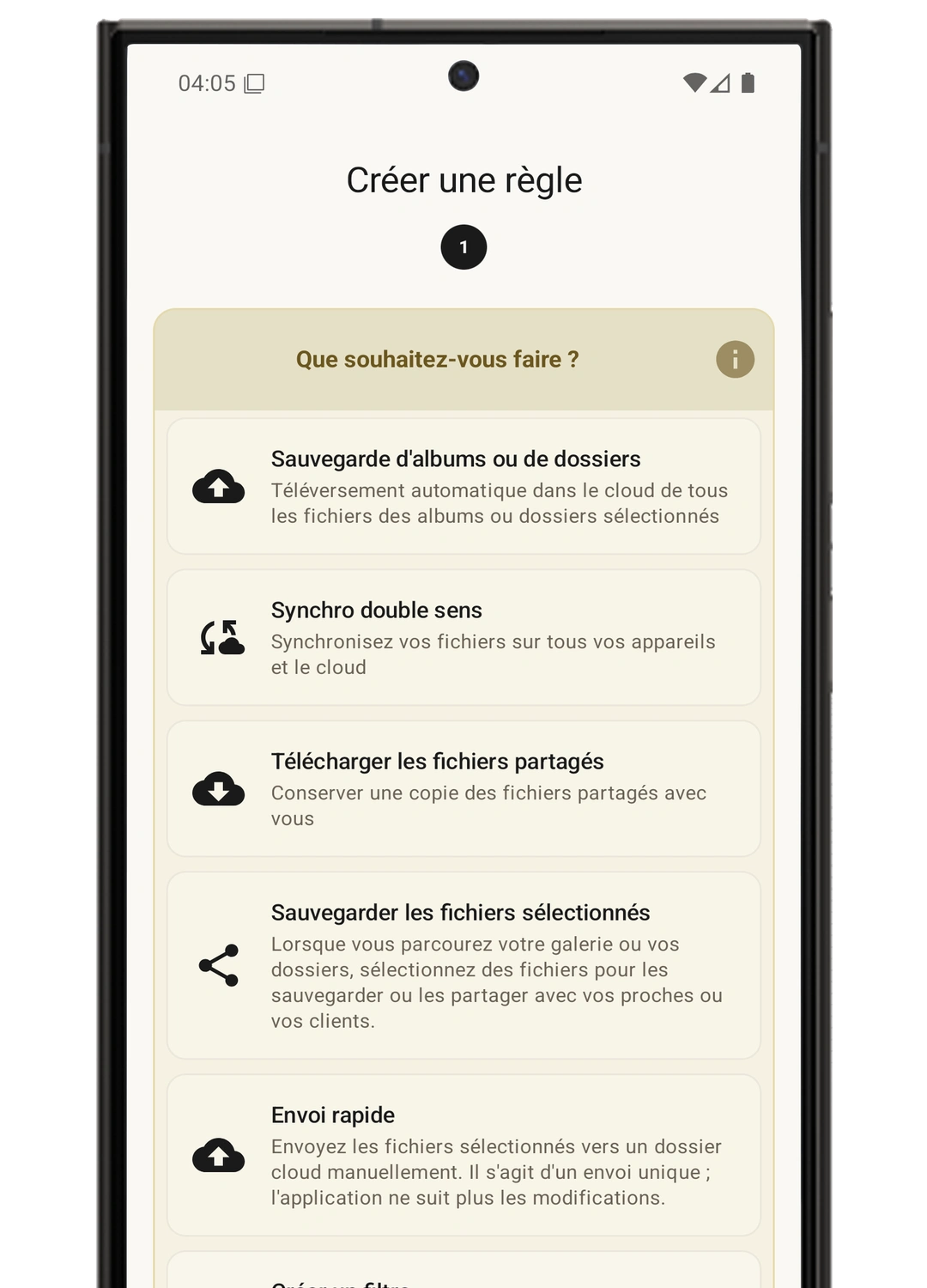 Règles de synchronisation auto et envoi de fichiers unique