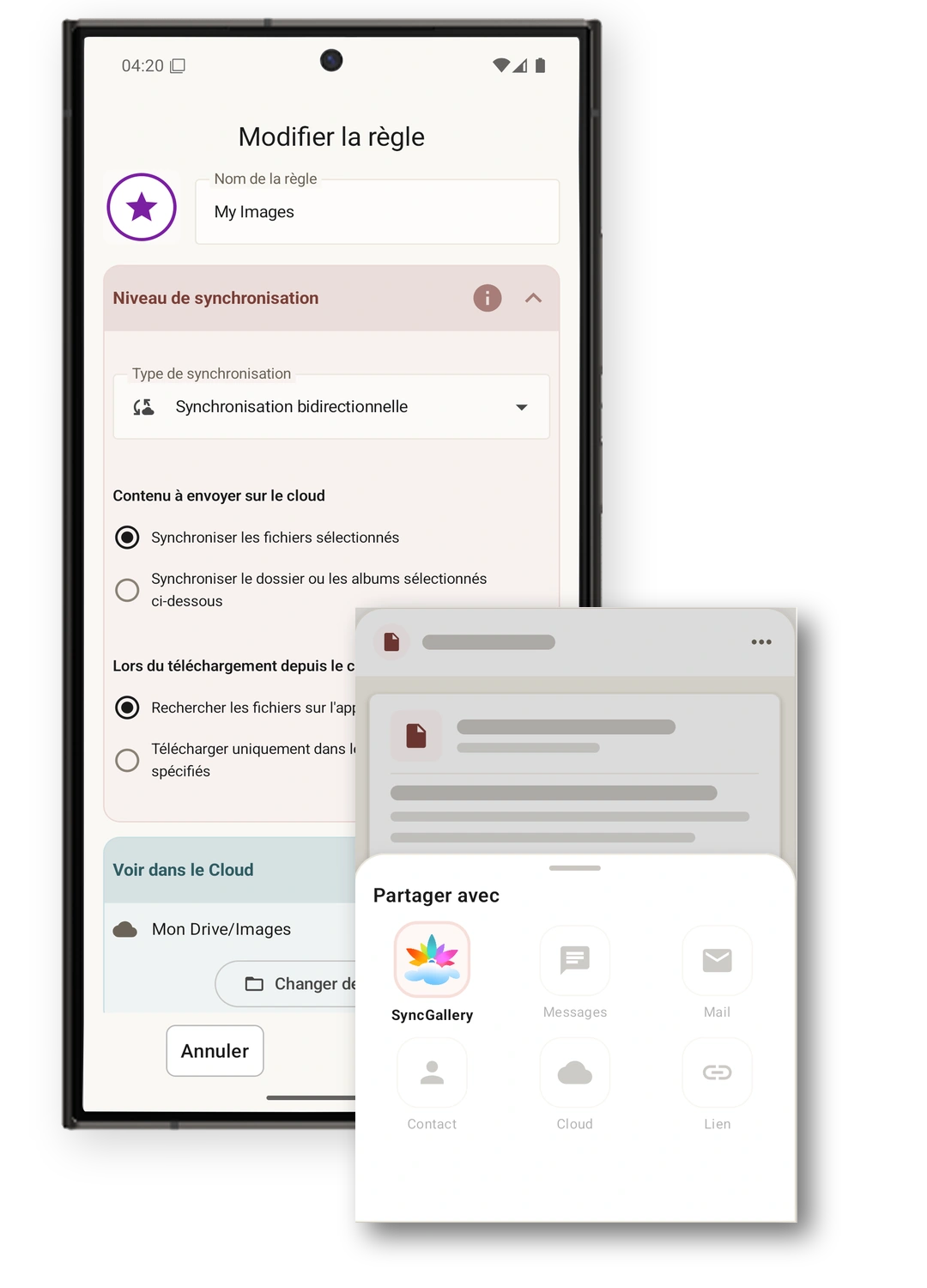 Direction de synchronisation et gestion des modifications détaillées