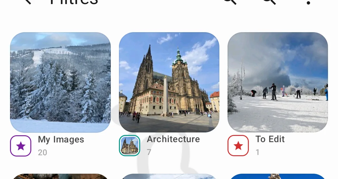 Rule-based view showing groups of photos already routed to different destinations.