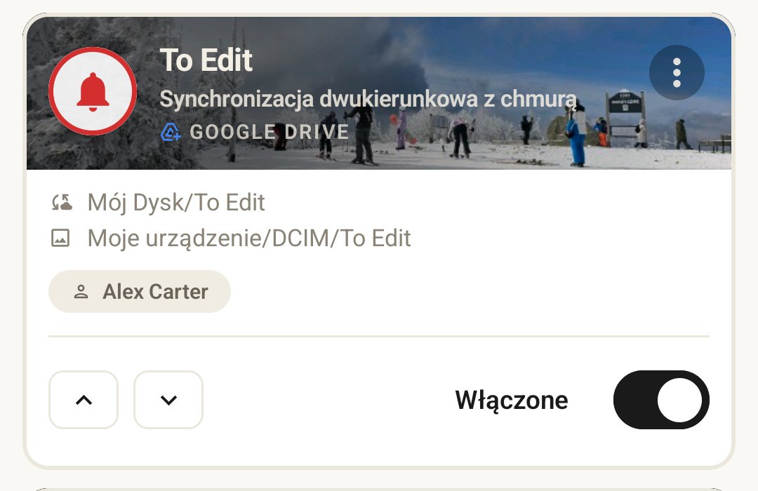 Sync rule card for a named destination, showing a cloud folder and an enabled sharing rule.